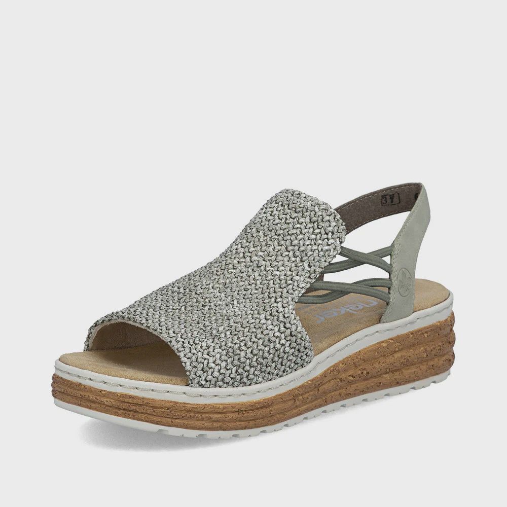 WOMENS GREEN WIDE RIEKER SANDALS 62741-52, Colour: GREEN, Size: 37