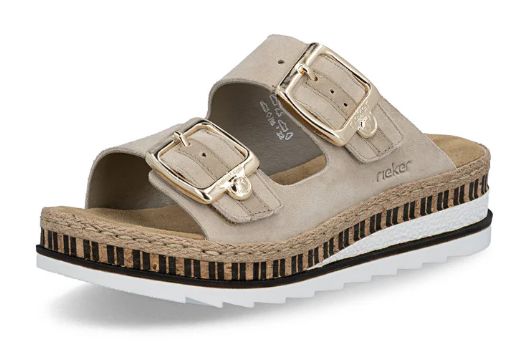 WOMEN'S RIEKER BEIGE 2 STRAP SANDAL - V7955-00, Color: BEIGE, Size: 37