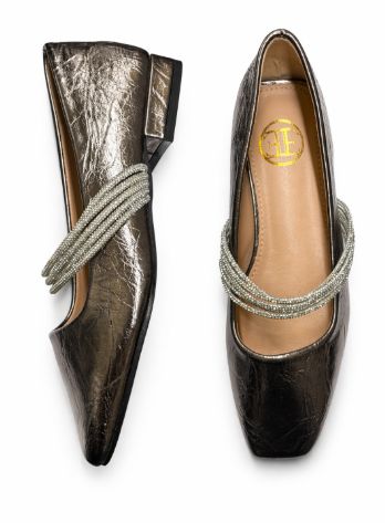 LITTLE EMPRESSES SQUARE TOE FLAT, Colour: PEWTER, Size: 36