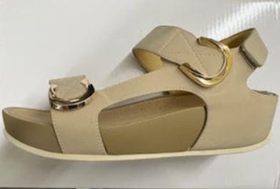LITTLE EMPRESSES VELCRO STRAP SANDAL, Colour: BEIGE, Size: 36