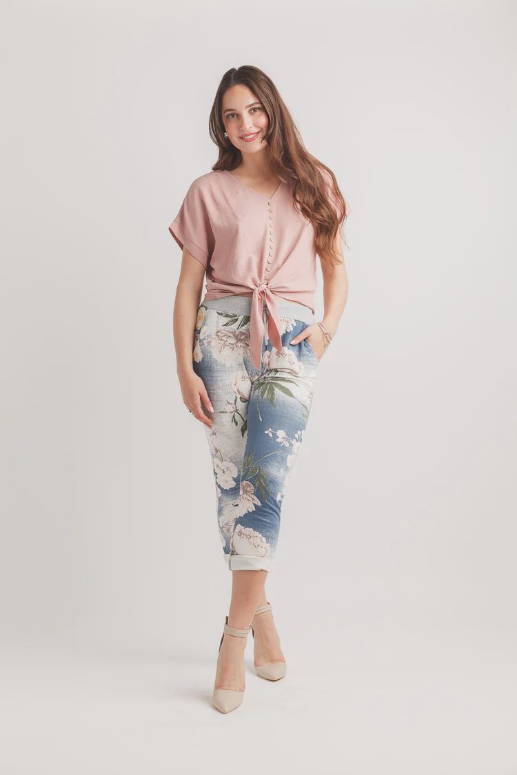 PAPILLON PINK TEXTURED SHORT SLEEVE BUTTON TIE TOP, Colour: PINK, Size: S