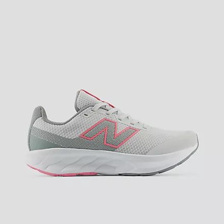 NEW BALANCE KIDS 520 LACE, Colour: GREY MATTER WITH SIGNAL PINK, Size: 3.5, Width: MEDIUM