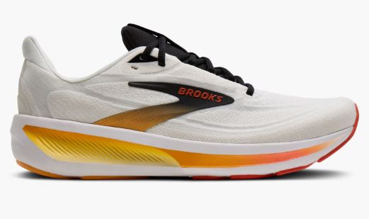 BROOKS MENS REVEL 9, Colour: White/Orange/Black, Size: 8, Width: MEDIUM/D