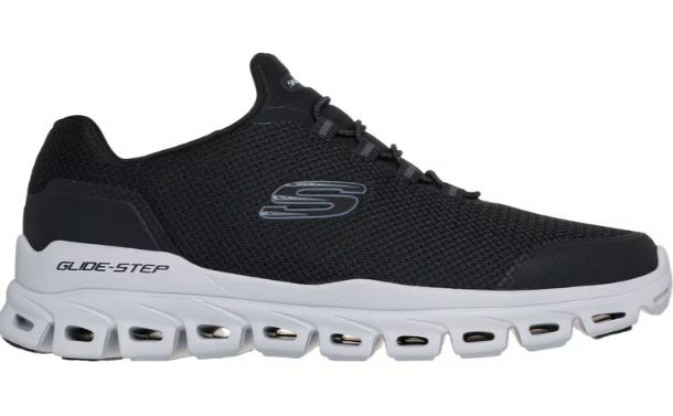 MEN'S SKECHERS - GLIDE STEP NOLTEK, Color: BLACK, Size: 8, Width: WIDE