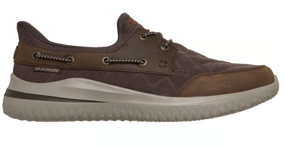 SKECHERS MEN'S SLIP-INS DELSON 3.0 SKIPPER, Colour: CHOCOLATE, Size: 8.5