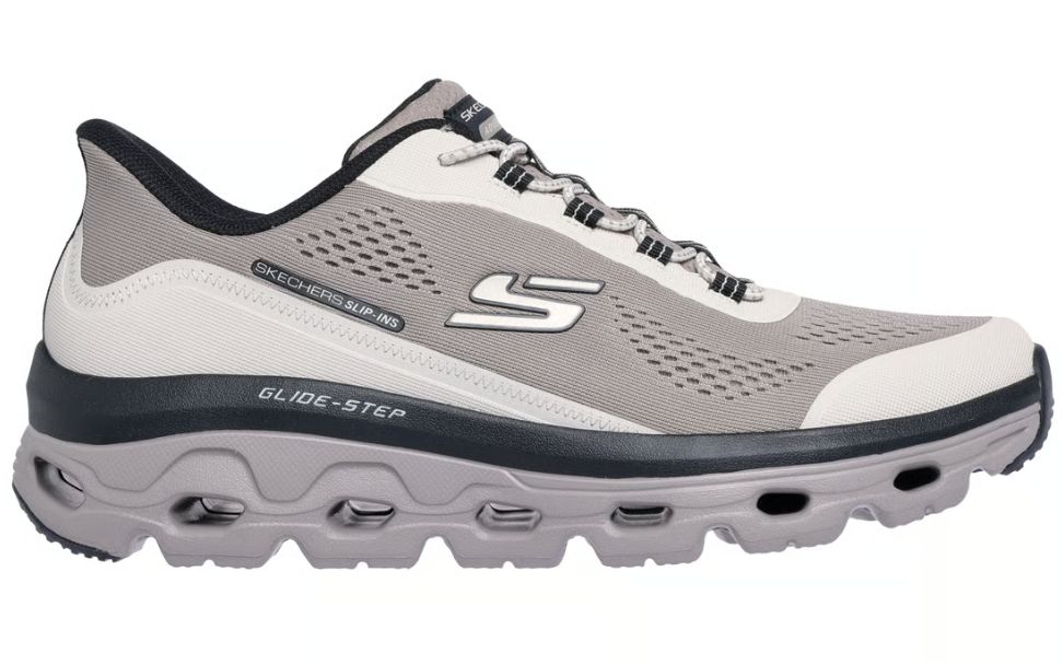 SKECHERS MEN'S SLIP-INS GLIDE STEP SOLE-GLOVER PEAK, Color: NATURAL/BLACK, Size: 8