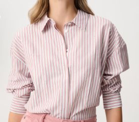 JOSEPH RIBKOFF - STRIPPED PINK SHIRT, Color: PINK, Size: S