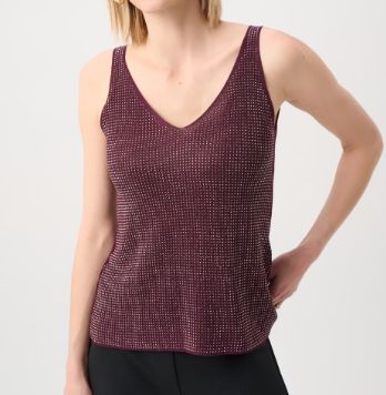 JOSEPH RIBKOFF - V-NECK TANK, Color: ELDERBERRY, Size: S