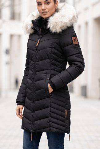 DKR - HOODED WINTER COAT, Color: BLACK, Size: S