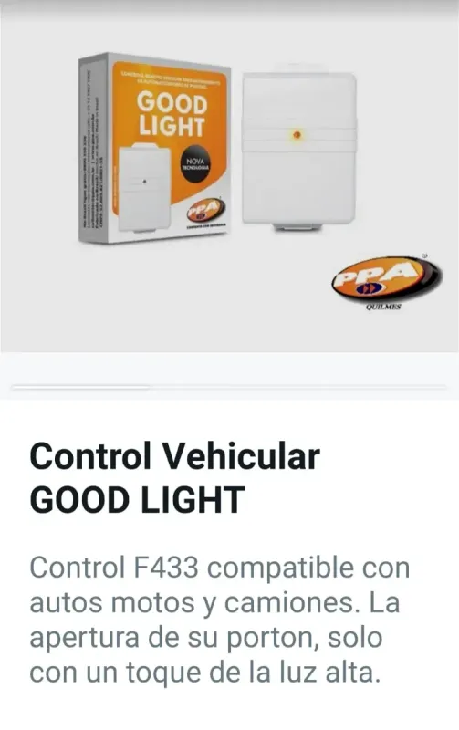Control Vehicular GOOD LIGHT PPA