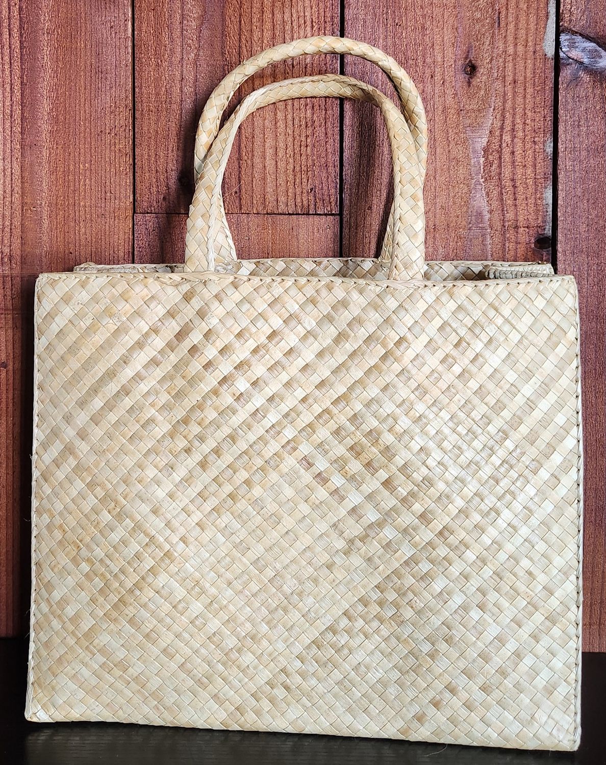 Double Weave Lauhala Tote Bag
