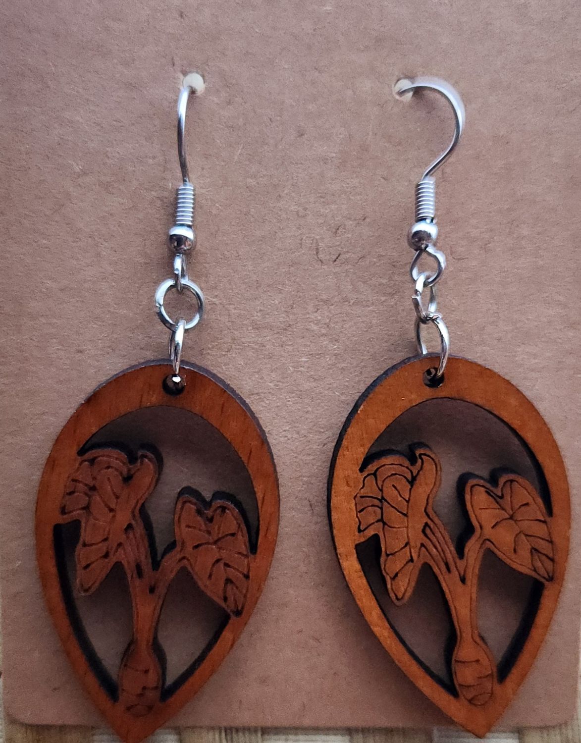 Earrings Wood Teardrop