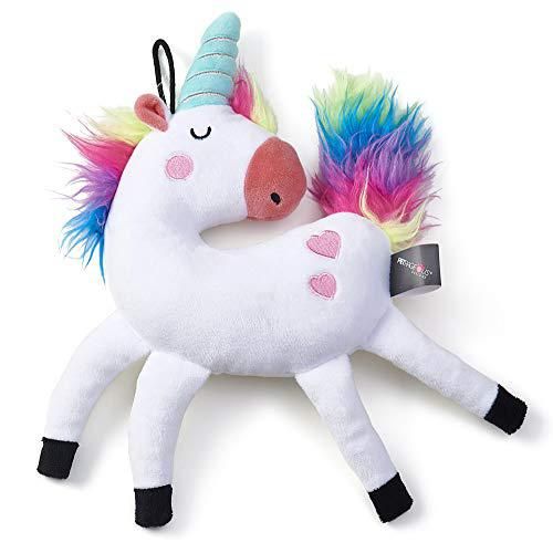 petrageous unicorn machine washable squeak and crinkle dog toy for dogs and cats  12-inch long 2.5-inch tall  white