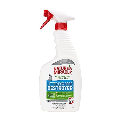 Nature&#39;s Miracle Litter Box Odor Destroyer, 24 Ounces, Eliminates Feces, Urine and Ammonia Odors from Cat Litter Box