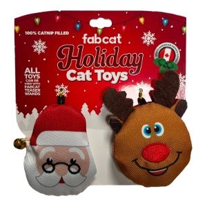 Fabdog Cat Santa Reindeer 2pk
