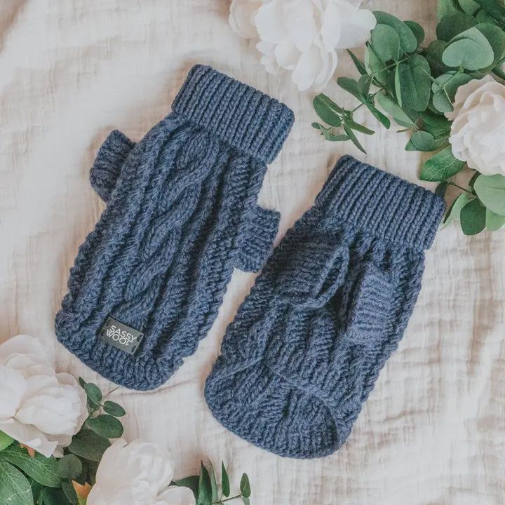 Sassy Woof Cable Knit Small, Color: Navy