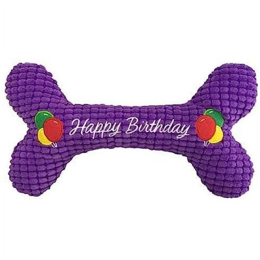 Petlou Pet Plush Chewy Bone  Squeaky Bone for Dogs and Cats in Different Size (16 Inch Birthday Bone) 11211