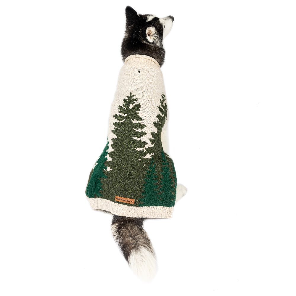 Eddie Bauer Heathered Oatmeal/Green Forest Trees Sweater