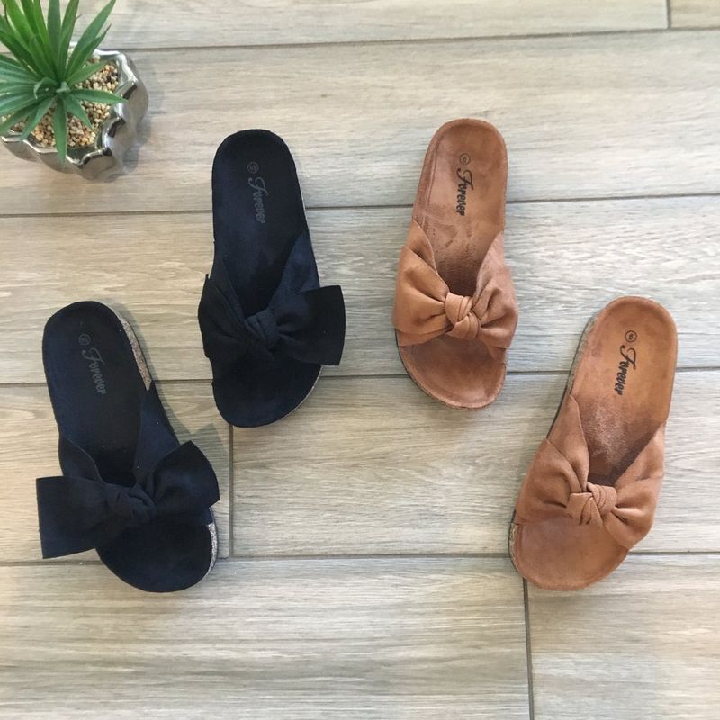 Forever Bow Sparkle Suede Sandals