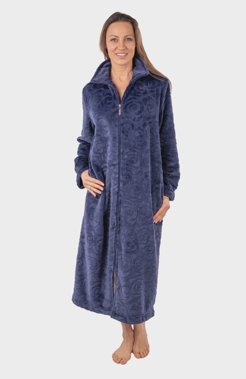 Patricia Lingerie Embossed Fleece Zipped Robe #977-C