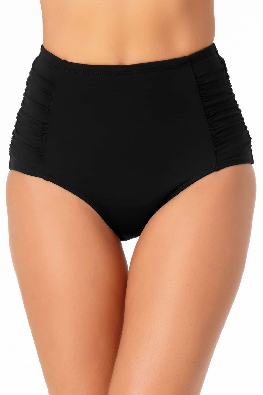 Anne Cole Shirred High Waist Tummy Control Bikini Bottoms
