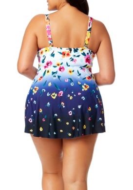 Anne Cole Plus Gradient Floral Swim Dress With Skirted Bottom 25PD61014