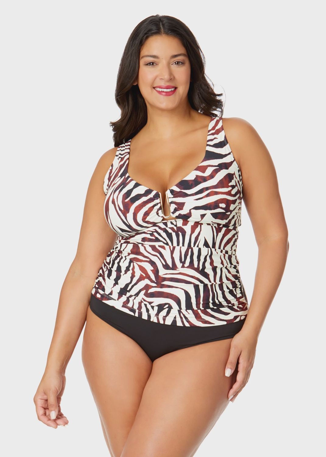 Anne Cole Women&#39;s Plus Marilyn Ring Front Tankini