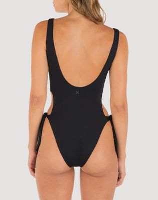 Hurley Solid Tie Side Cheeky One Peice Swimsuit