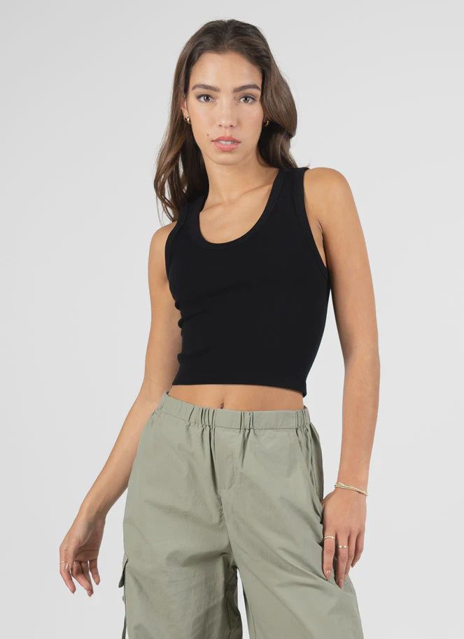 C&#39;est Moi Bamboo Rib Deep Scoop Neck Tank CEBT1014