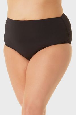 Anne Cole Plus Convertible High Waist Shirred Swim Bottom