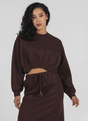 C'est Moi Recycled Poly/Cotton Fleece Crop Crew Sweatshirt