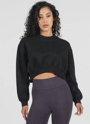 C'est Moi Recycled Poly/Cotton Fleece Crop Crew Sweatshirt