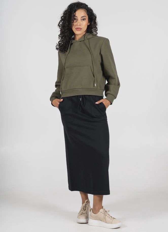 C'est Moi Recycled Poly/Cotton Fleece Front Pocket Skirt