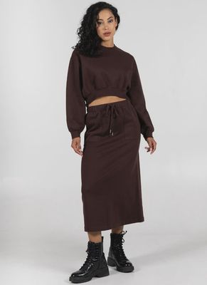 C'est Moi Recycled Poly/Cotton Fleece Front Pocket Skirt