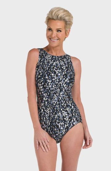 Maxine of Hollywood Brushstroke Shimmer High Neck One Piece #MM5EP16