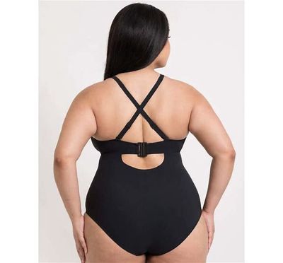 Curvy Kate logo Zip Tide Non-Wired Multiway Swimsuit Black-CS035606BLK