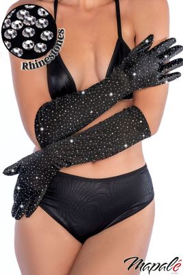 Mapale Lingerie Rhinestone Gloves