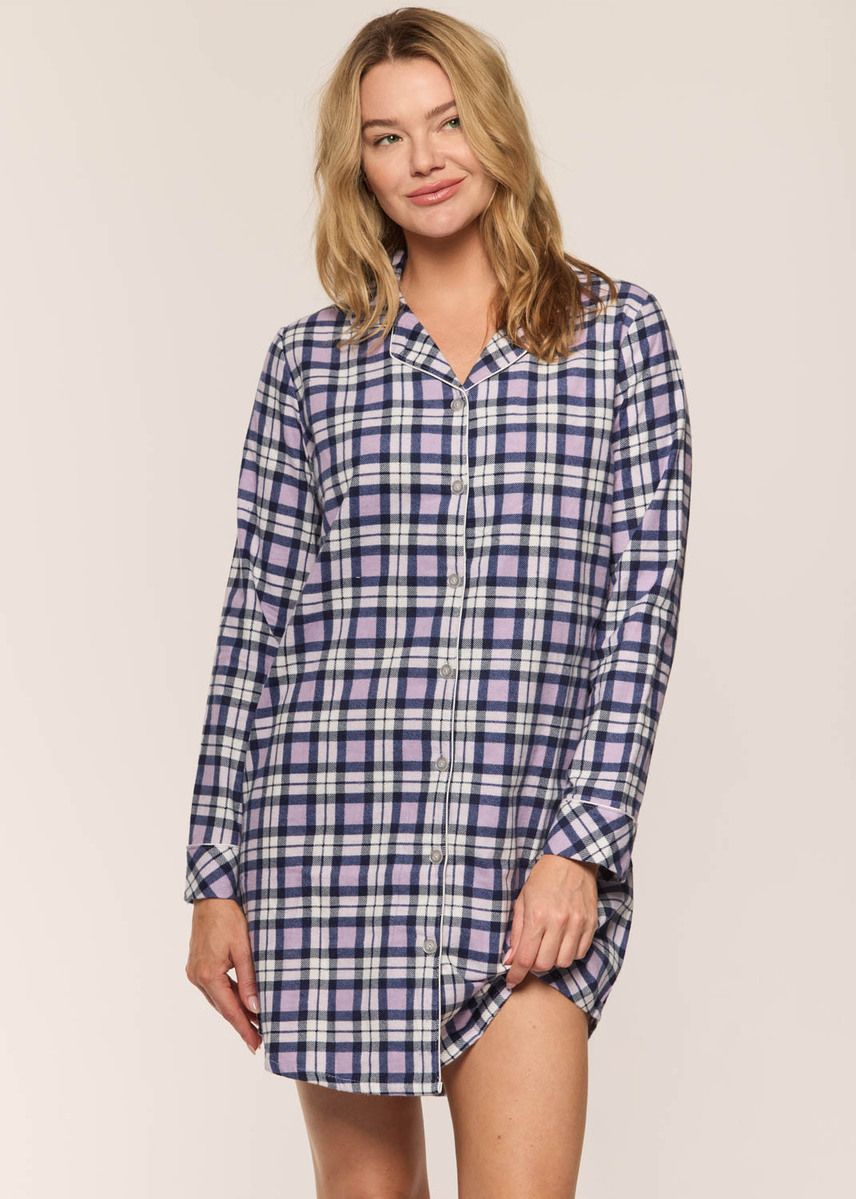 Claudel Lingerie Flannel Plaid Sleep Chemise