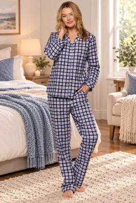 Claudel Lingerie Flannel Plaid Pajama Set