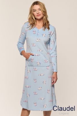 Claudel Lingerie Plush Cat Print Sleep Chemise