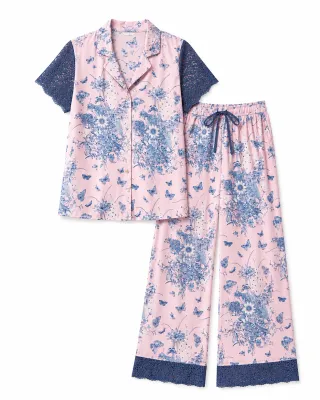 Latte Love Lace SS Notch Collar &amp; Pant Set