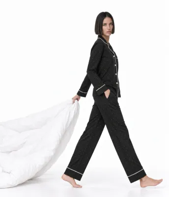 Latte Love Modal Cotton Button-Down Pajama Set