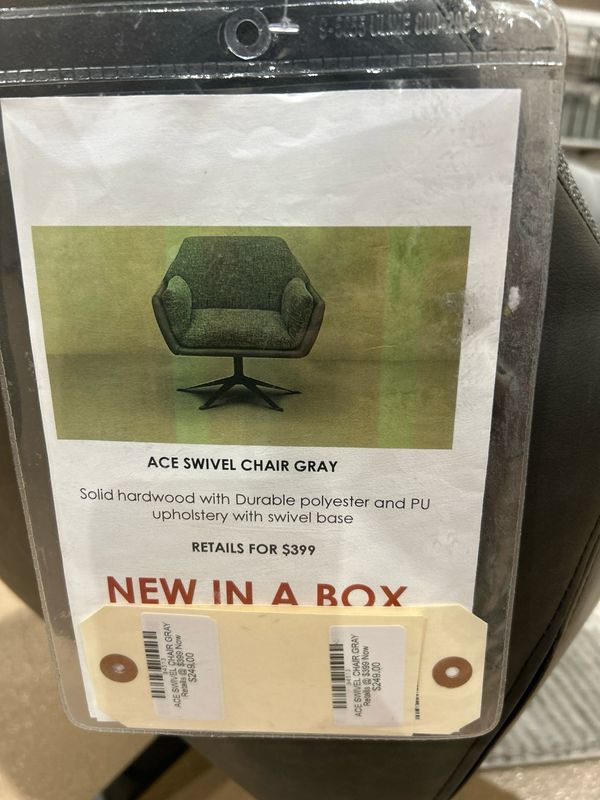 ACE SWIVEL CHAIR GRAY Retails @ $399 Now $249