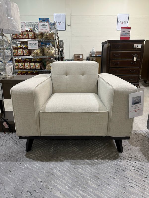 Vicenza Mid-Century Upholstered Chair, Beige Retails for $1599, Now $399