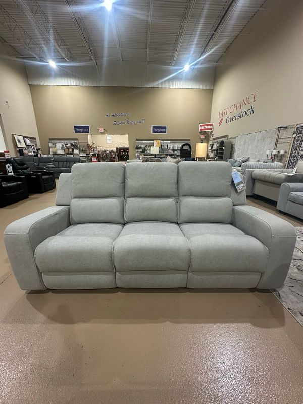 Margaret Fabric Manual Reclining Sofa with Console, Light Gray, Retails for $1299, Now $899