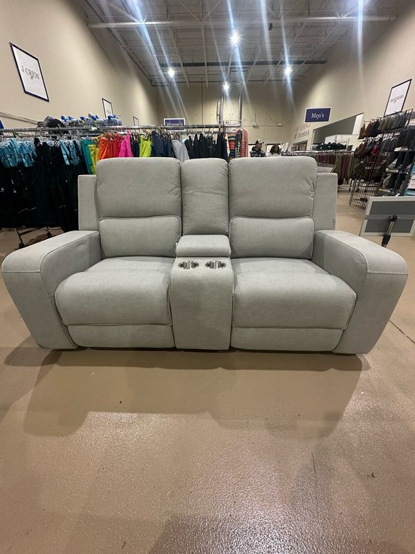 Margaret Fabric Manual Reclining Loveseat, Light Gray, Retails for $1399, Now $799