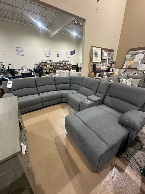 Fletcher 6-Piece Fabric Reclining Sectional, Gray Retails for $3499, Now $1999