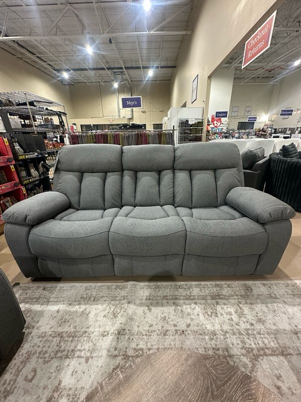 Fletcher Reclining Sofa, Gray Retails for $1199, Now $799
