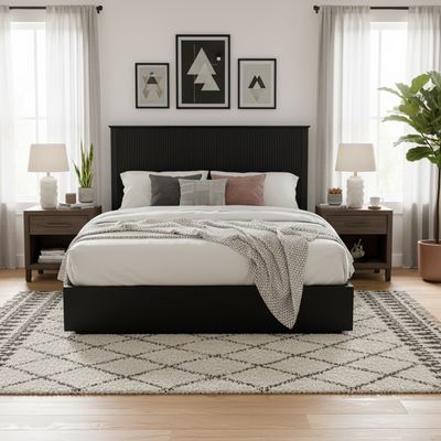 Stylish King Size Bed Frame - Black Solid Wood King Bed Stylish King Size Bed Frame - Black Solid Wood King Bed