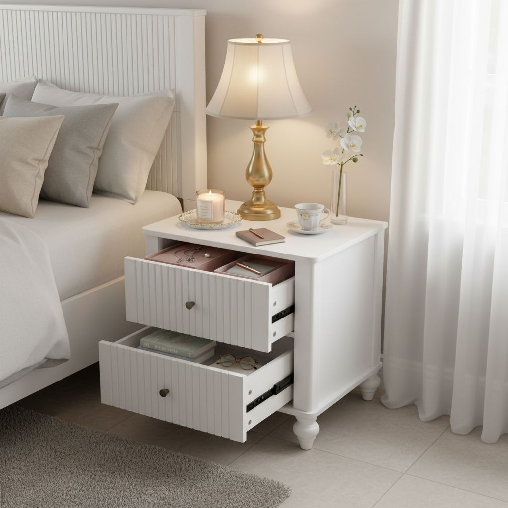23 Nightstand with 2 Drawers - White
